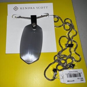 Kendra Scott Inez Slate Cat's Eye Silver Chain Necklace RARE NEW!